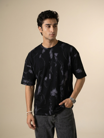 Marcar CloudLuxe Abstract Brush Oversized Tee (Mid Night Madness)