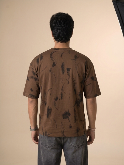 Marcar CloudLuxe Abstract Brush Oversized Tee (Mocha)